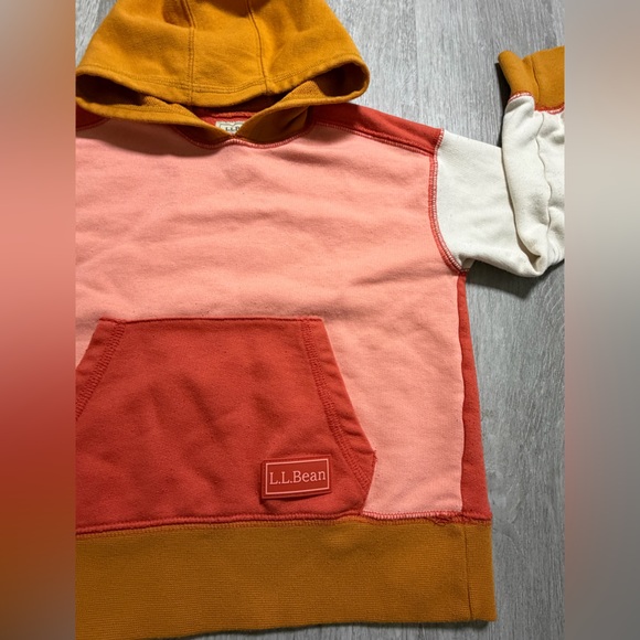 L.L. Bean Kids' Athleisure Hoodie Colorblock Girls size 4 Pink Grapefruit Color - Picture 4 of 7